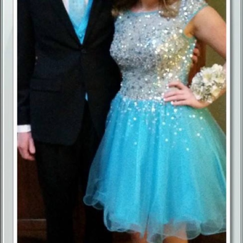 Blue sequin formal or homecoming dress